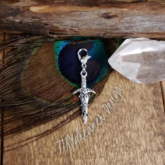 Silver Dagger Charm Knife Blade Sword Charm ~Nordic~Fantasy~Protection~Berserker - Picture 4 of 10
